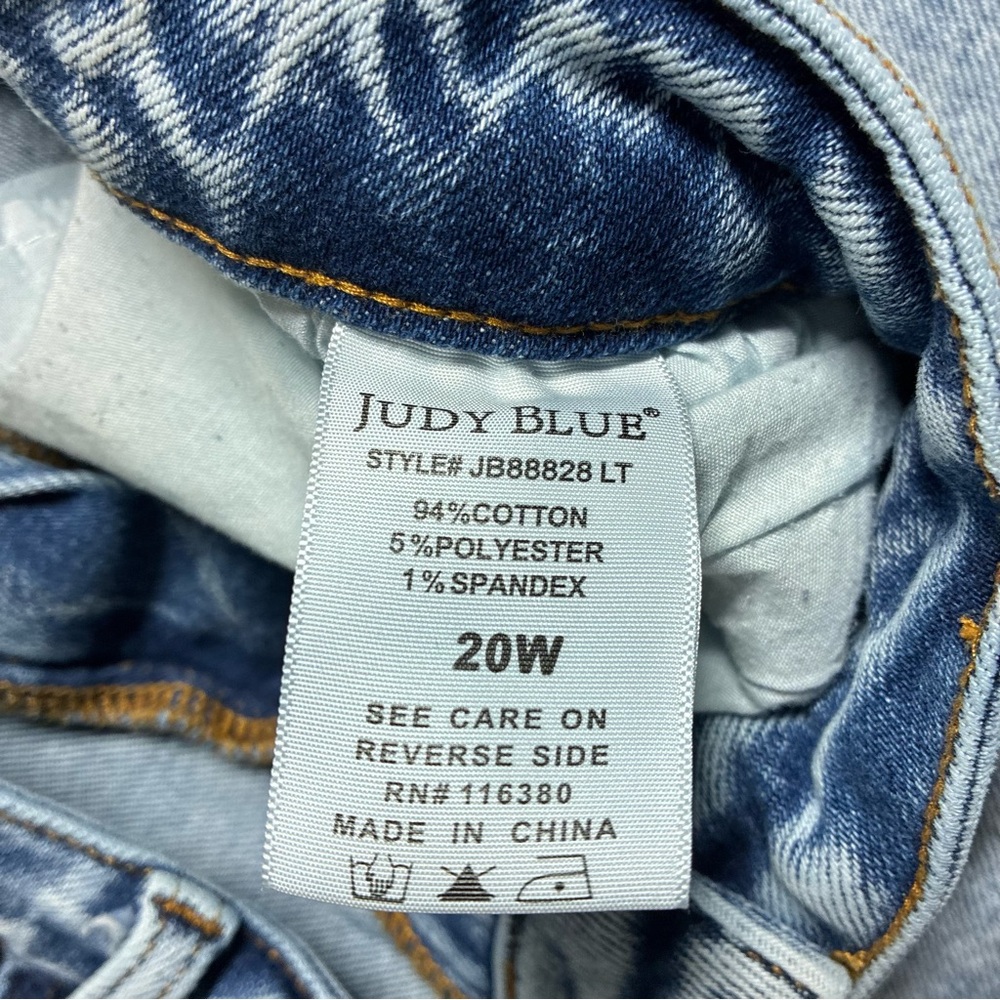 Judy Blue Acid Wash Wide Leg Jeans Raw Hem Retro Streetwear Women’s 20W Denim - Picture 5 of 11